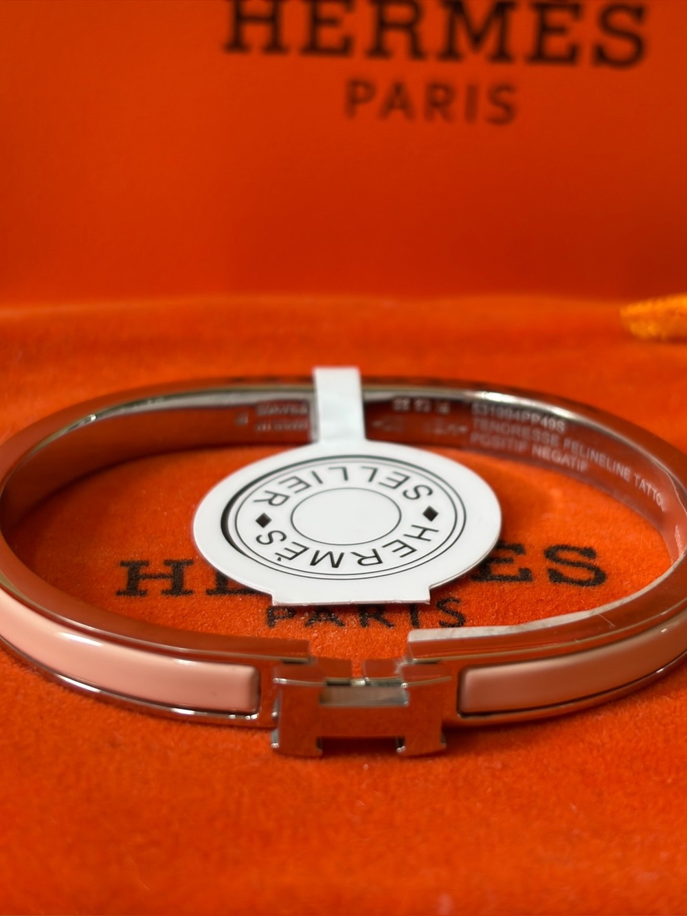 Hermès Pink  and. Sliver Enamel Bracelet